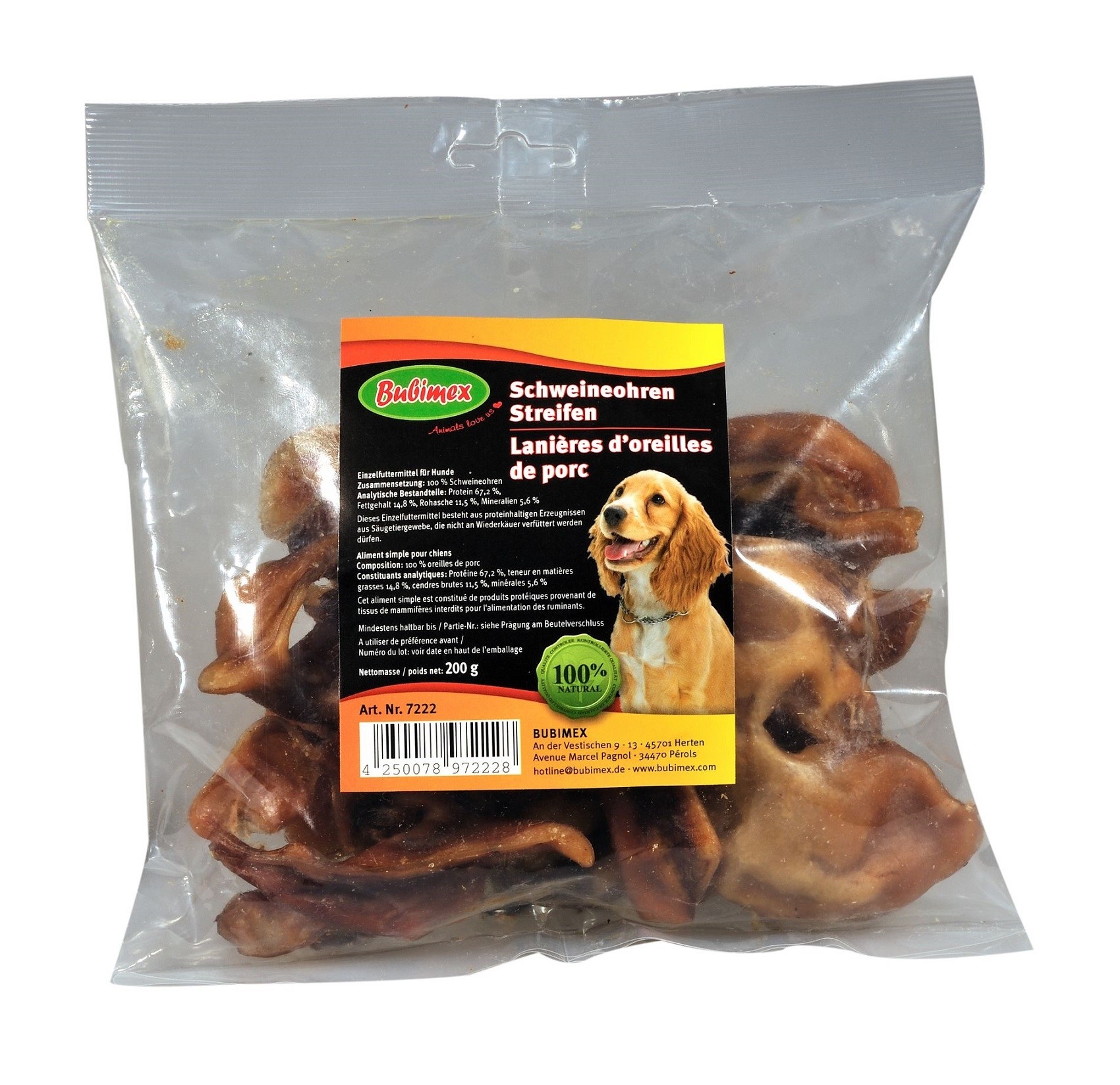 Morceaux oreilles porc chiens