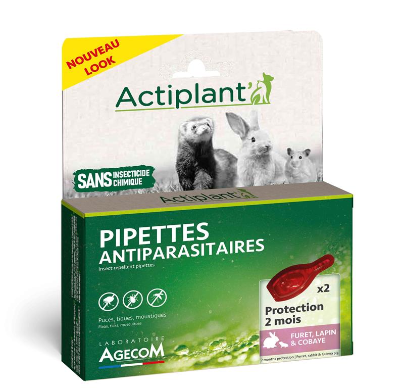 Actiplant' - Pipettes antiparasitaires pour NACS Lapins furets cochons d'inde