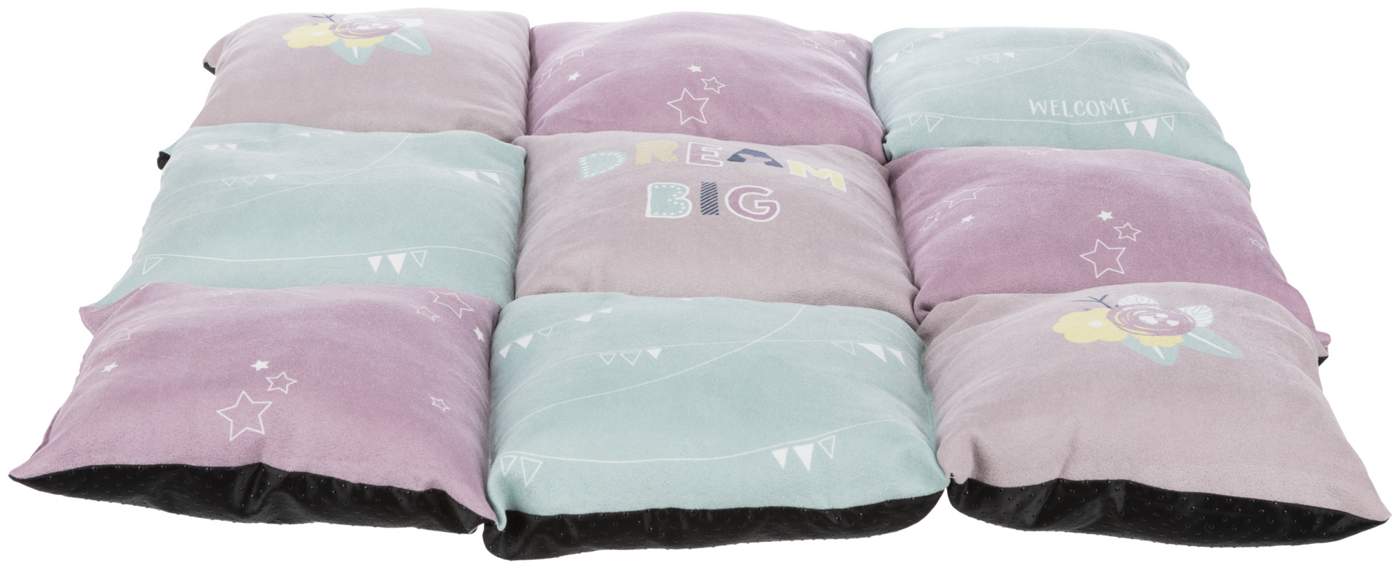 Matelas Patchwork JUNIOR TRIXIE lapins rongeurs couleur menthe, mauve et rose