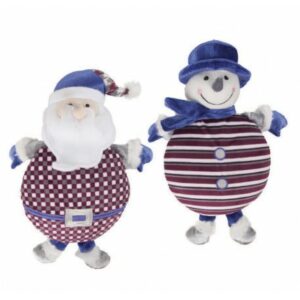 2-peluches-pere-noel-et-bonhomme-de-neige pour chien