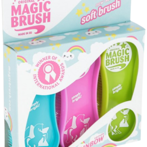 Brosse MAGIC BRUSH Rainbow multicolore pour chiens, chats, lapins et chevaux lot de 3